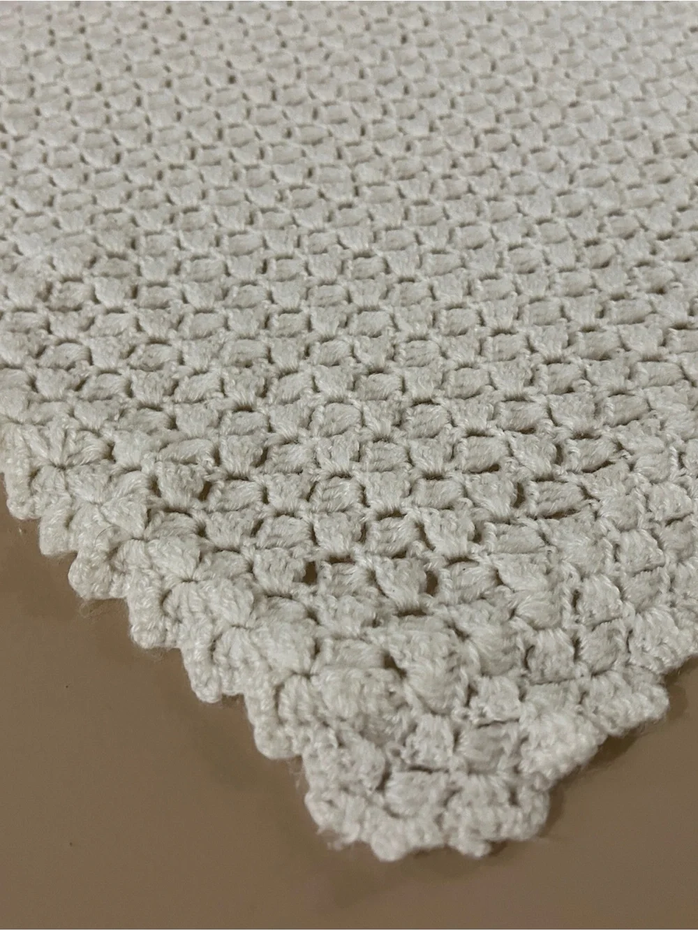 Vintage Handmade White Crochet Blanket